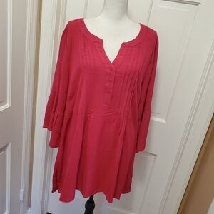 NWT AVENUE Pintuck Colette Watermelon in Color Blouse Size 14/16